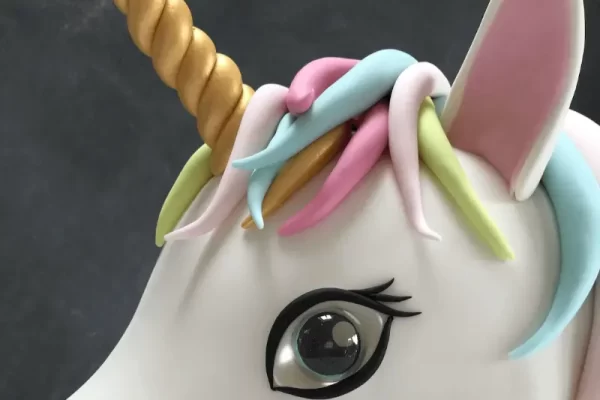 eyes and horn of unicorn structured cake